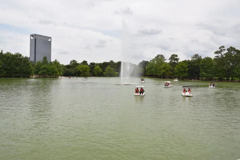 Boating at Hermann park in Texas Stock Photos