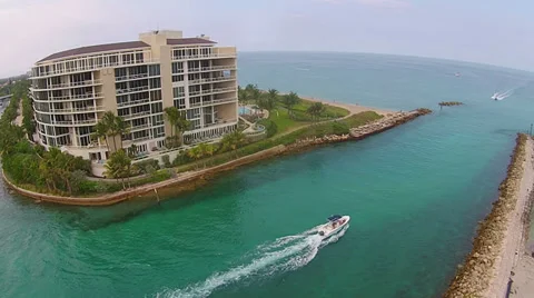 Boating inlet aerial view Stock Footage 39349330