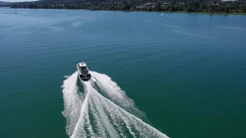 Boating in Lake drone view Video stock 273698610