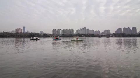 Boating on a Lake Stock Footage 21997990