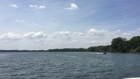 Boating on a Lake Stock Footage 78579641