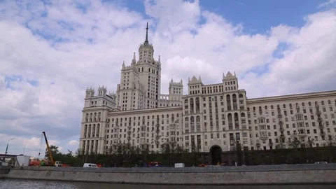 Boating Moskva river downtown Stock Footage 77245823