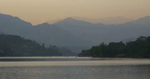 Boating in mountain lake Stock Footage 70435730