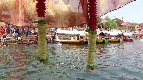 Boating in Narmada River Stock Footage 75170509