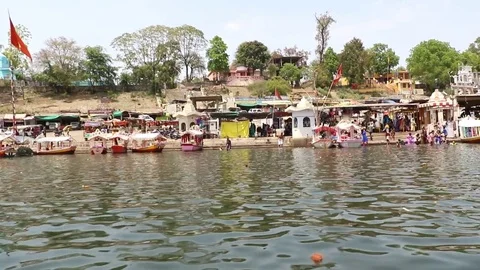 Boating in Narmada River Stock Footage 75170632