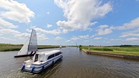 Boating on the Norfolk Broads Video stock 242987381