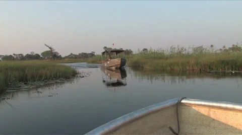 Boating in the Okavango Delta Stock Footage 907178