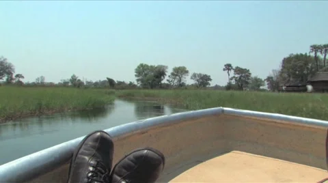 Boating in the Okavango Delta Stock Footage 907394