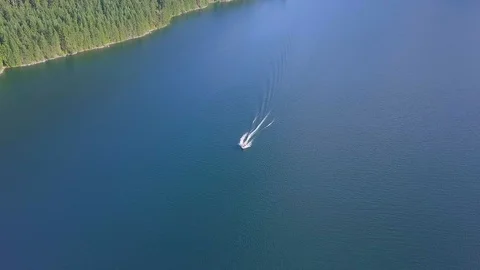 Boating on open lake tracking and panning shot. Stock Footage 105032017