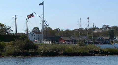 Boating pavilion on the bay Stock-Footage 34280868