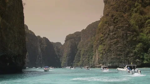 Boating in the Phi Phi Islands of Thailand Stock Footage 89057672