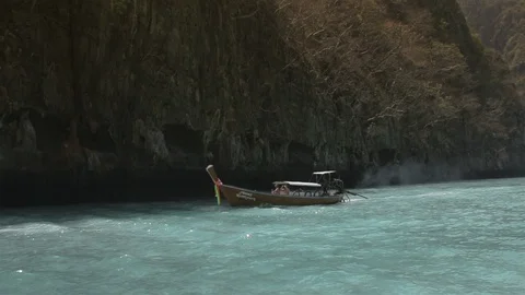 Boating in the Phi Phi Islands of Thailand Stock Footage 89057686