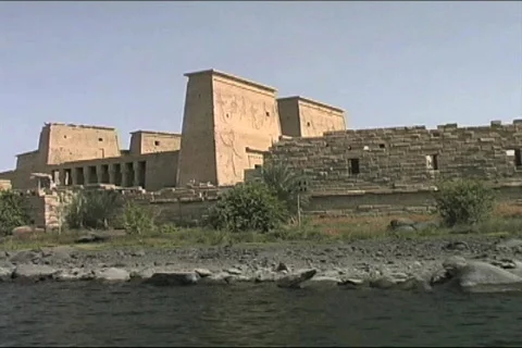 Boating to Philae Temple Stock Footage 572129