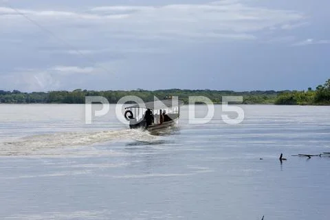 Boating on the Rio Napo River, Ecuadorian Amazon Stock Photos