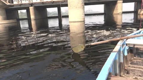 Boating in a river Stock Footage 32865309