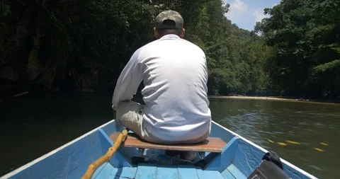 Boating up a river Stock Footage 88071120