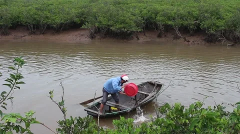Boating on the river with small children Stock Footage 47455723
