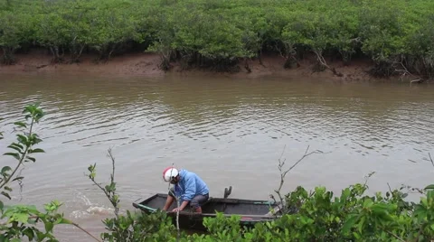 Boating on the river with small children Stock Footage 47455831