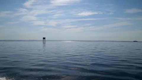 Boating at Seaside - View over waves and Water Surface Vidéo 94063004