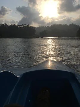 Boating sun set Stock Photos