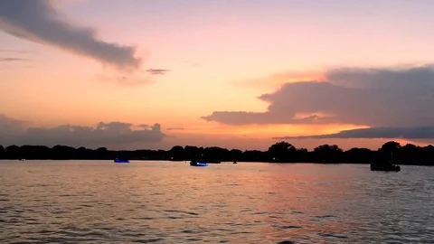 Boating at Sunset - Water Activities, Summer Fun Stock Footage 111819411