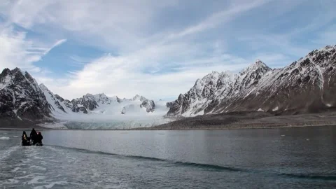 Boating Through Stunning Svalbard Landscape Stock Footage 320797743