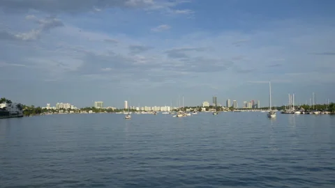 Boating Toward Miami Beach Stock Footage 316421821