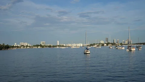 Boating Toward Miami Beach Stock Footage 316421841