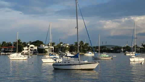 Boating Toward Miami Beach Stock Footage 316421993