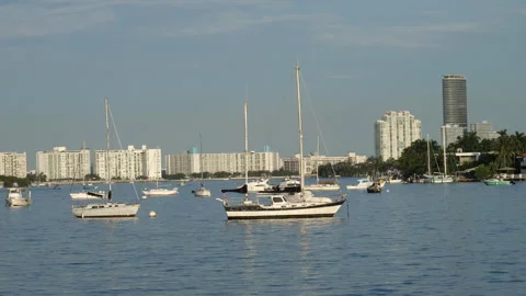 Boating Toward Miami Beach Stock Footage 316421997