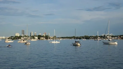 Boating Toward Miami Beach Stock Footage 316422027