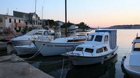 Boats in Adriatic Harbor Stock Footage 30440588