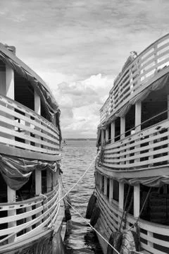 Boats on the Amazonas River Stock Photos