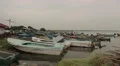 Boats anchored on the Indian Ocean shore in Sri Lanka HD Footage
