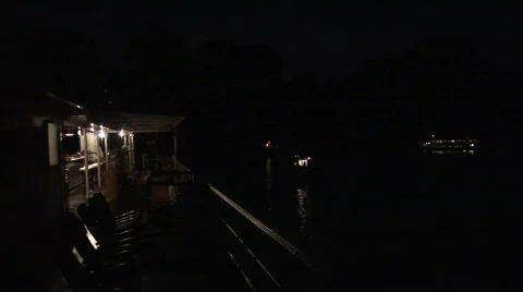 Boats anchored at night Stock Footage 290561
