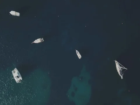 Boats Anchored Overhead 스톡 동영상 80688454