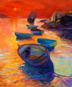 Boats and cliffs Stock Photos