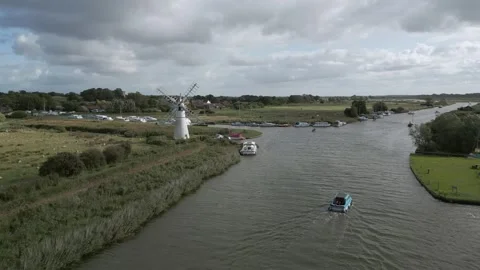 Boats and Windmill Stock Footage 272765973