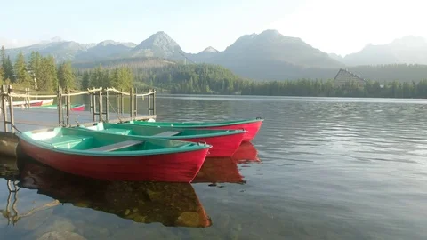 Boats on the background of mountains Stock Footage 78799507