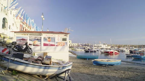 Boats by the bay Stock Footage 245836099