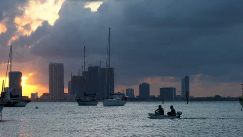 Boats in the Bay at Sunnset Video stock 76130383