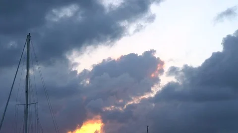 Boats in the Bay at Sunset Stock Footage 76131790