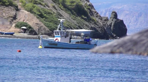 Boats on the beach Stock Footage 25279517