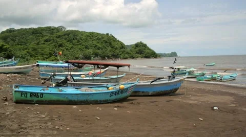 Boats on Beach Stock Footage 47130202