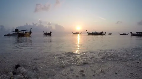 Boats on the beach Stock Footage 54611688
