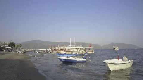 Boats on the beach Stock Footage 54839532