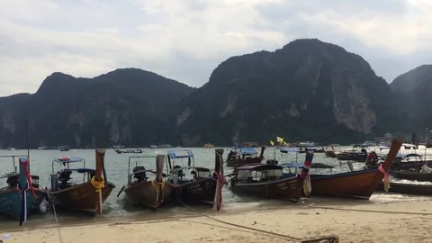 Boats on the beach Stock Footage 82173800