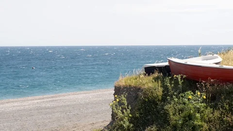 Boats on the beach Video stock 108507338