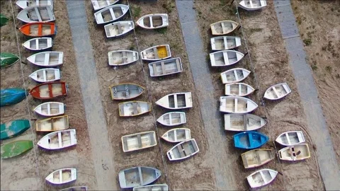 Boats on the beach -  Tuscany Stock Footage