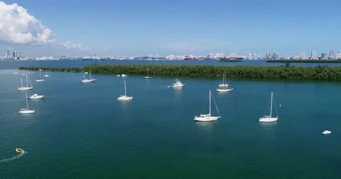 Boats on Biscayne Bay Stock Footage 149214180